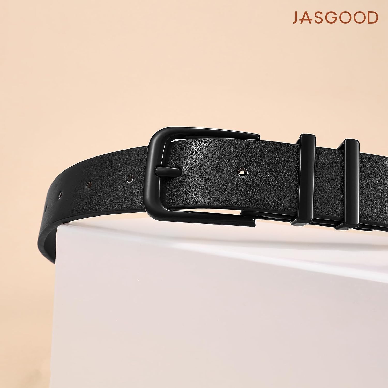 JASGOOD Women Leather Belt with Same Color Buckle Lady Waist Belt for Jeans