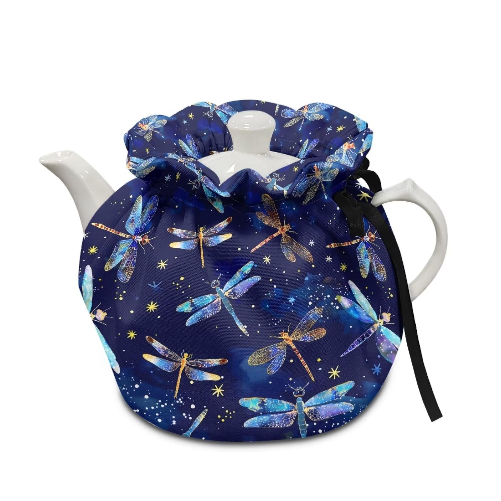 Kathyboom Blue Dragonflies Tea Cozy for Teapot, Heat Resistant Breakfast Warmer Keep Warm, Insulated Kettle Cover Fit for Most Standard Size Teapots