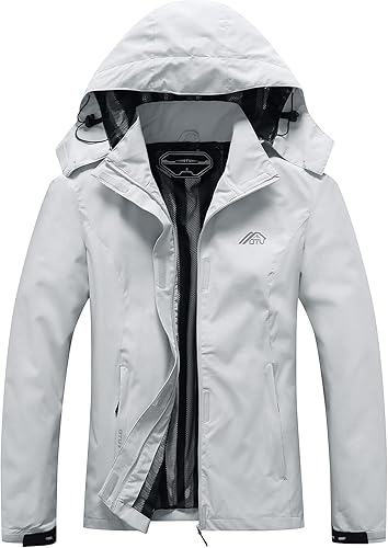 OTU Chaqueta impermeable para mujer, ligera, impermeable con capucha para senderismo, viajes al exterior.
