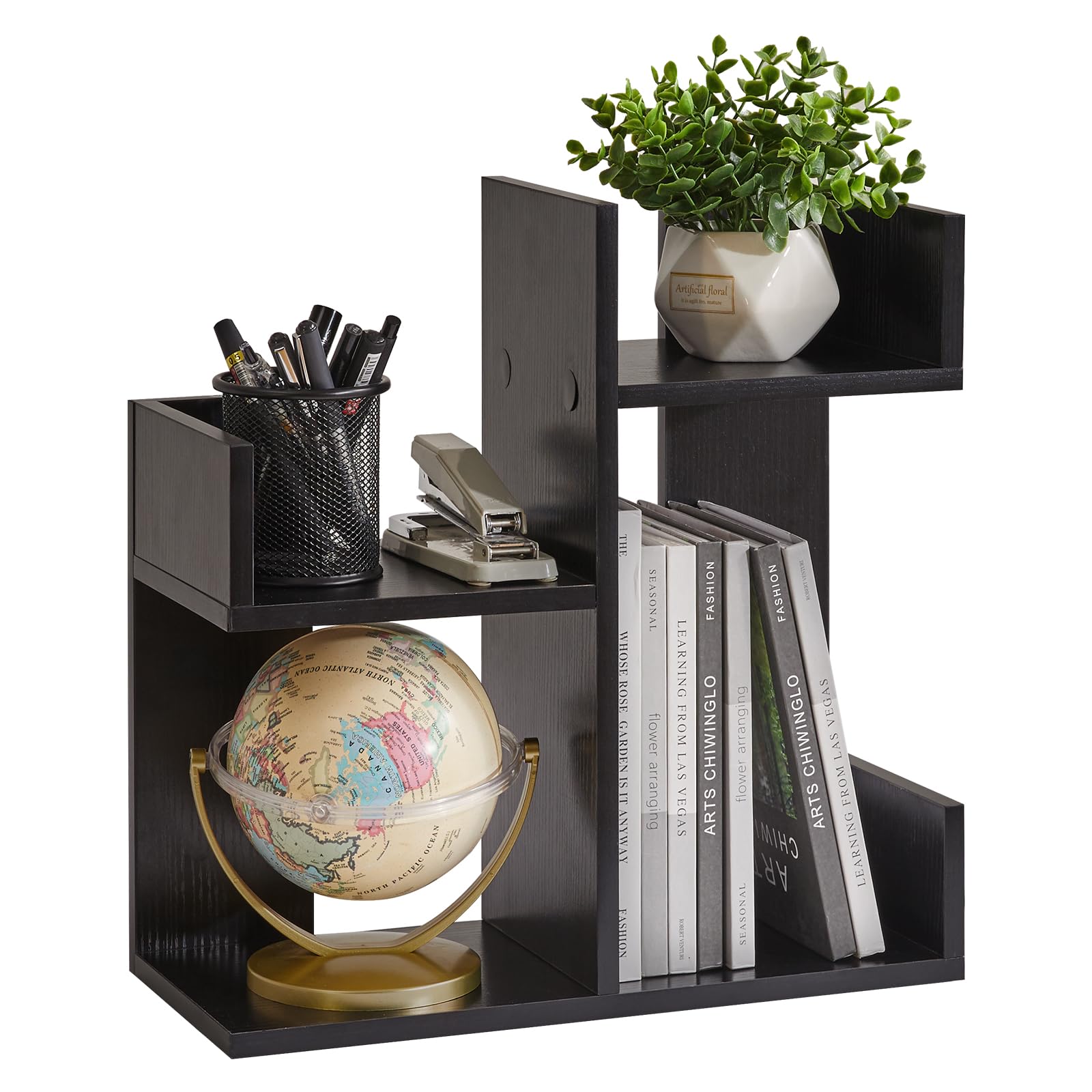 Aibiju Book Organizer for Desk, Cute Desk Top Organizing, Tree Bookshelf Unique Nursery Bookcase, Book Ends for Desk, Book Holder for Shelf Black