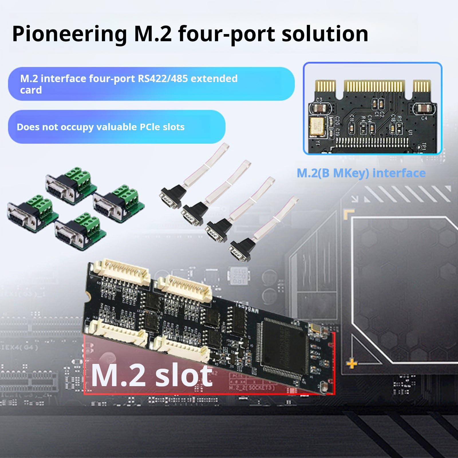 Adaptador de tarjeta de expansión industrial B+M a RS422 RS485 WCH384 para tarjeta de extensión de comunicación de automatización de escritorio