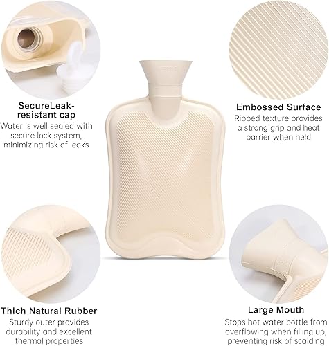 Miniatura 4 de Bolsa de agua caliente de 2 litros de calor y congelable con cubierta de punto para aliviar el dolor, terapia de frío y calor, lindo estilo animal