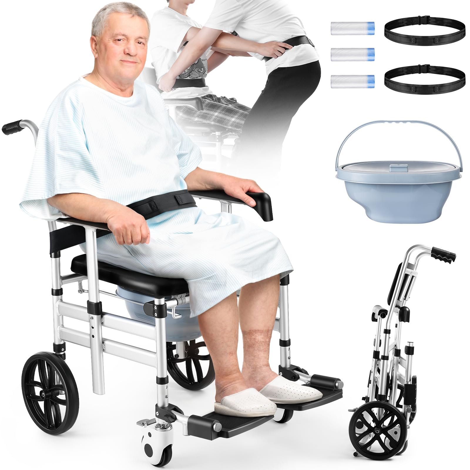 Buy Shower Chair with Wheels, Hybodies Folding Shower Wheel, Transport