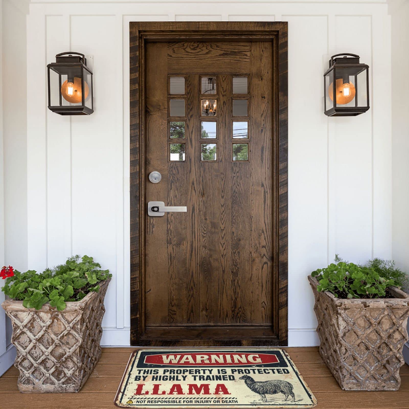 Zerbino per dormitorio con scritta "Warning This Property is Protected by a highly trained Llama" zerbino per ingresso interno (65 x 90 cm)