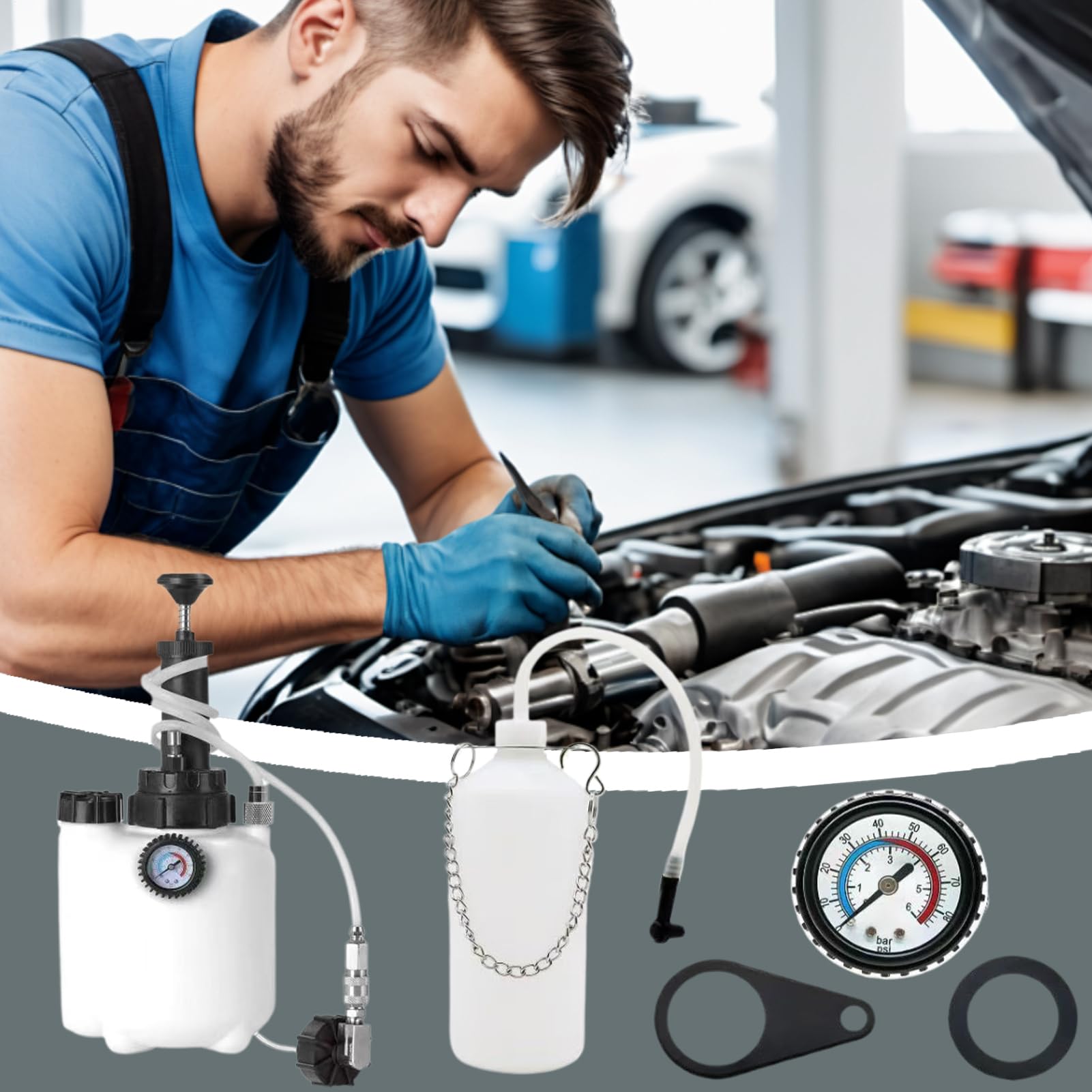 Generico Sgonfiatore Freni, Sgonfiatore Freni a Pressione 3 Litri per | Manutenzione, Attrezzo Monopersona per Appassionati Auto Principianti Meccanica Fai da Te