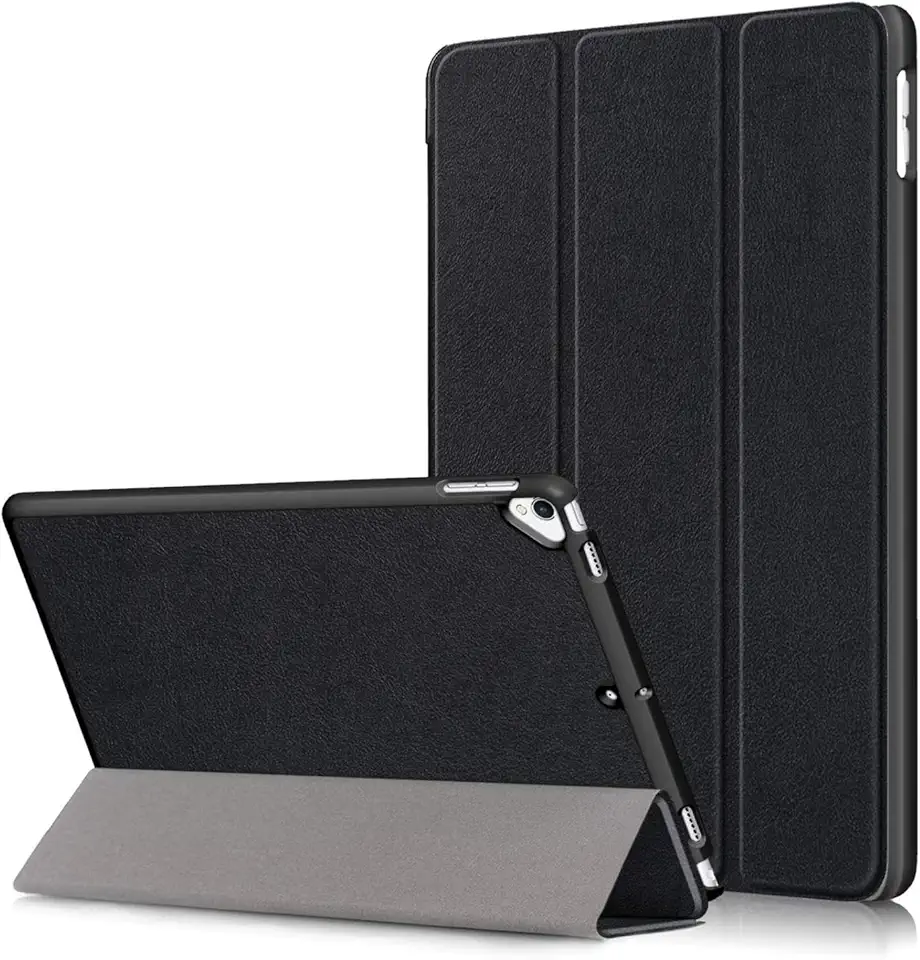 USTIYA Capa para iPad 9ª/8ª/7ª geração 10,2 polegadas 2021/2020/2019, Couro Protector, Feita de PC + PU, com Função de Acordar/Aativar (Preta)