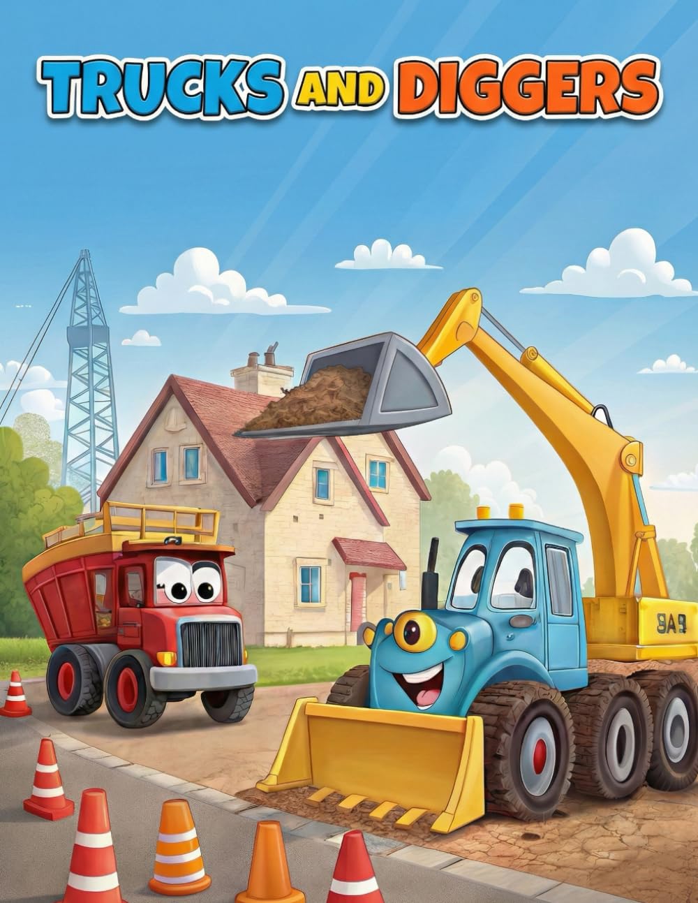 Trucks and Diggers: Construction Vehicles, Tractors, and Excavators Activity Book for Kids