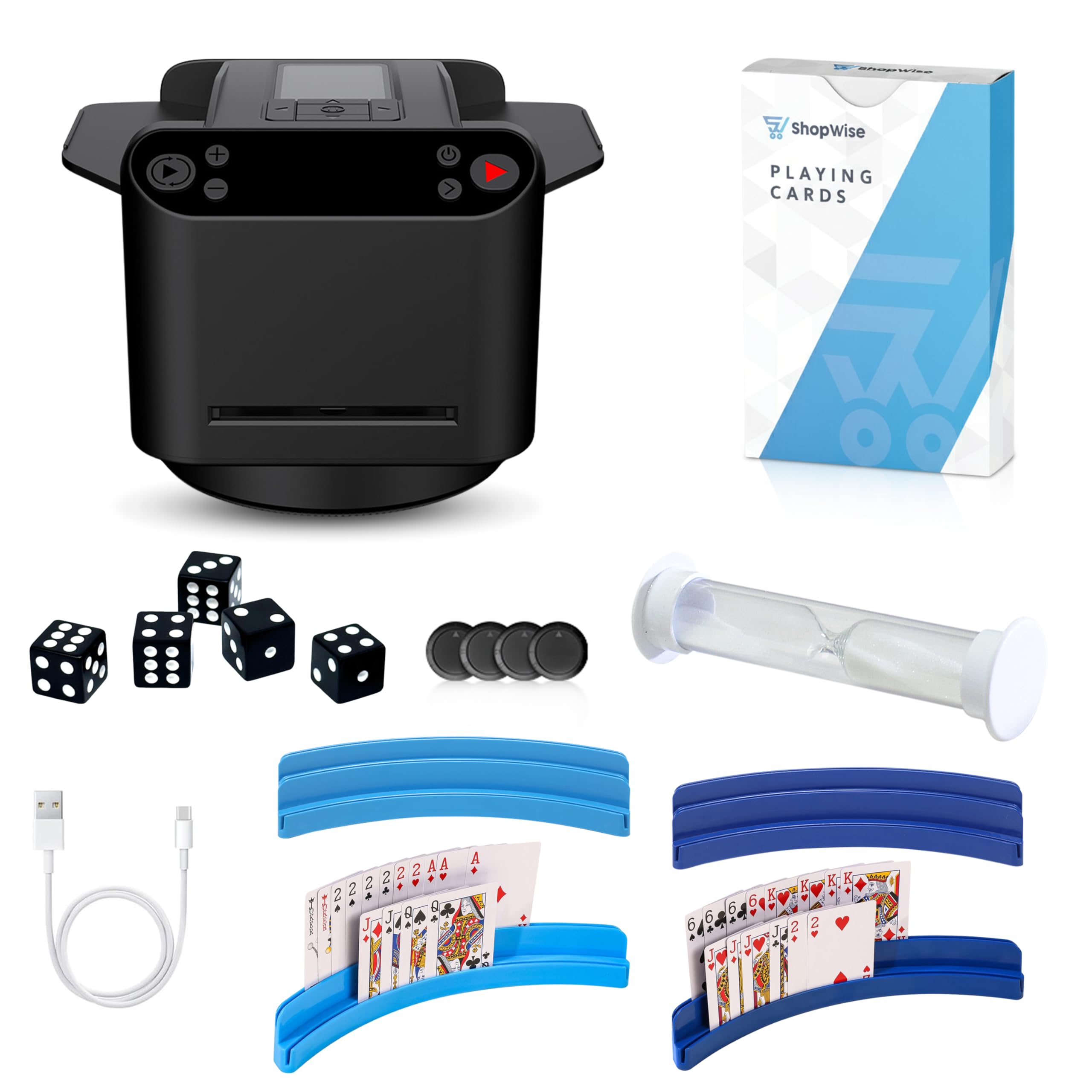 Mélangeur de Cartes Automatique avec Distribution | Rechargeable USB, Silencieux & Rapide | Idéal Poker, Blackjack et Jeux de Cartes