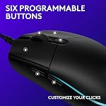 Logitech G203 Wired Gaming Mouse, 8,000 DPI, Rainbow Optical Effect LIGHTSYNC RGB, 6 Programmable Buttons, On-Board Memory, Screen Mapping, PC/Mac Computer and Laptop Compatible - Black