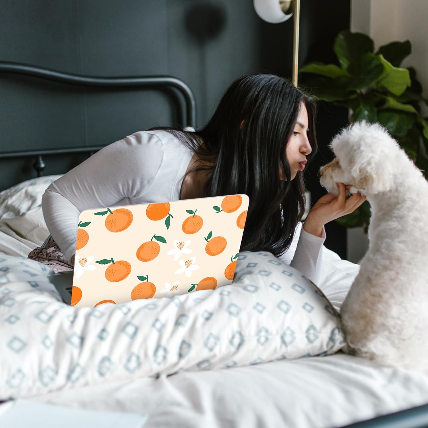 Seorsok Compatible with MacBook Air 13 Inch Case2022 2021 2020 2019 2018 Release A1932 A2179 M1 A2337 Touch ID,Cute Fruit Plastic Hard Shell Case with Keyboard Cover,Orange