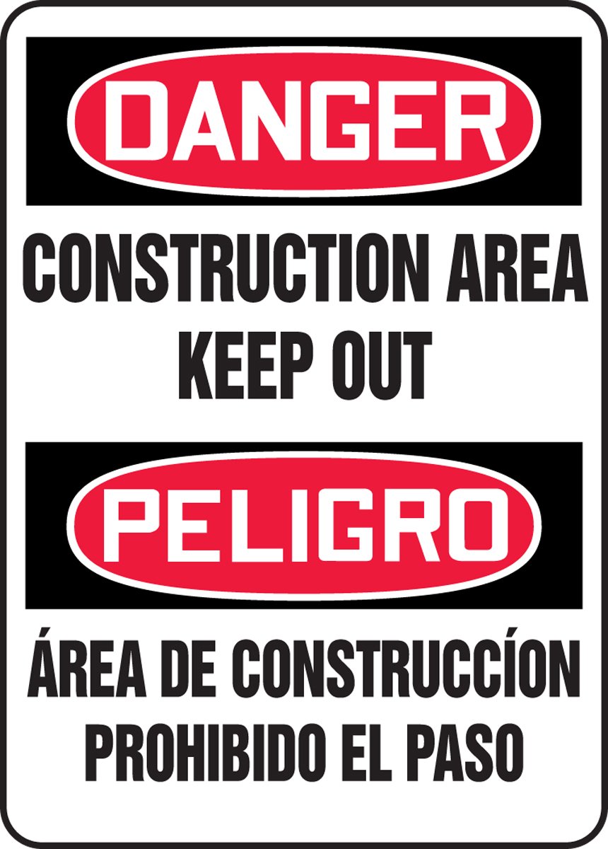 Panneau interdiction chantier bilingue Dura-Plastic 14x10 contre intrusions - 2
