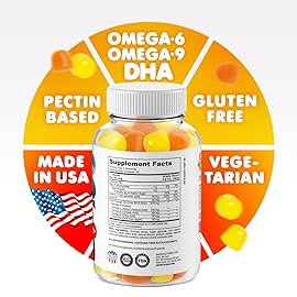 DR. MORITZ Omega 3 Kids Gummies (180 Count), Vegan Omega3 Gummies for Kids with No Fish Oil, Vitamins for Brain & Heart Health, Gluten-Free Omega 3 6 9