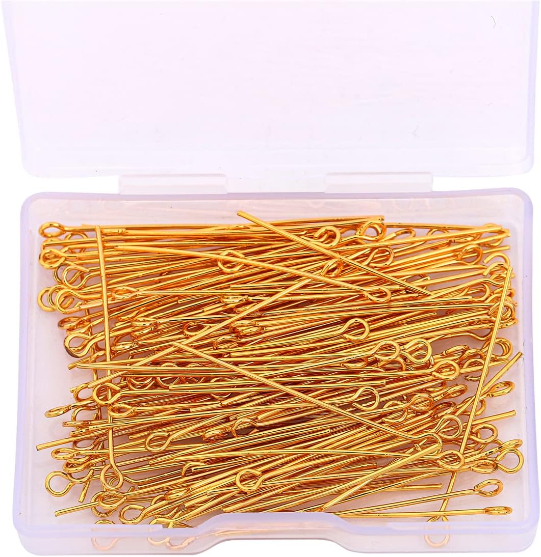 18K Gold Plated Open Eye Pins Non Tarnish 40mm 150pcs for Jewelry Making Findings - Image 5