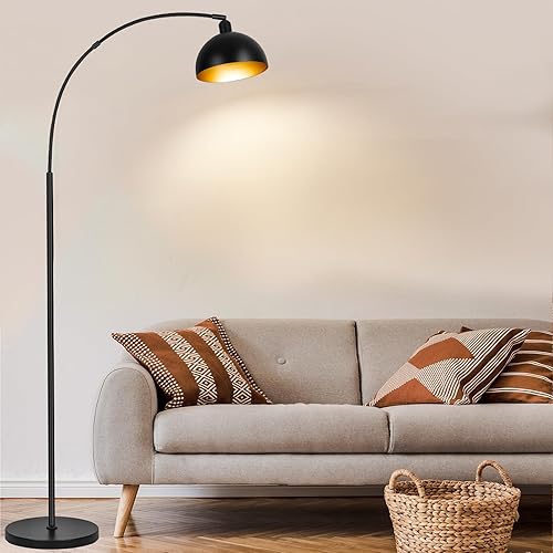 Miniatura 8 de ActualizadoLámparas de pie de arco negro para sala de estar, lámpara de pie arqueada regulable con control remoto y bombilla LED de 2700-6000K 9W