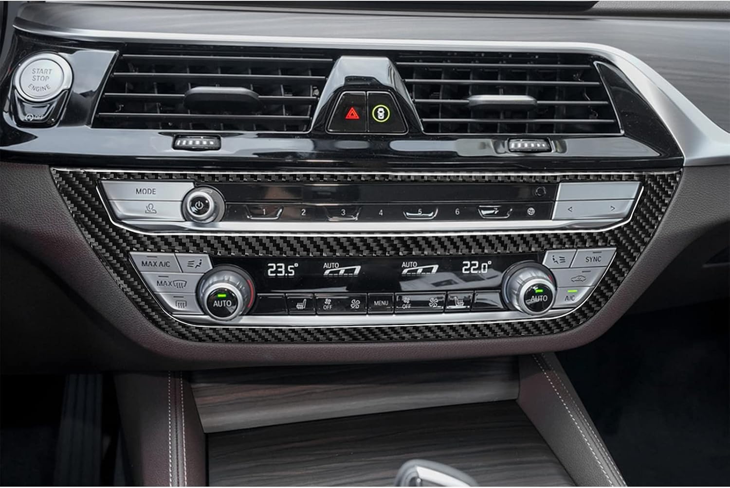 SUNJIKA Compatible with Carbon Fiber Center Console CD Frame Mutimedia Control Panel Cover Trim Sticker for BMW 5 Series X3 G01 G08 G30 G38 525i 530i 540i 2018 2019 2020 2021 2022 2023 2024 Black