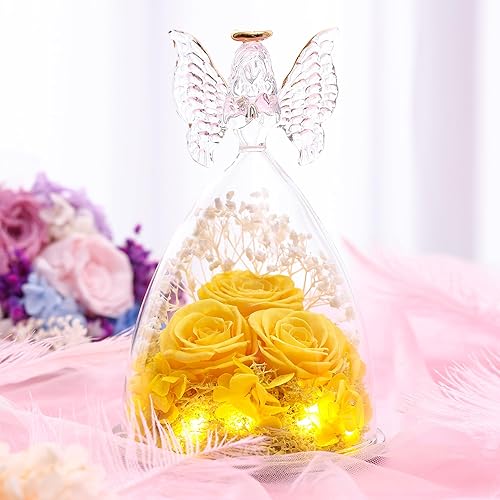 Miniatura 2 de Regalos de Rosas de Navidad para Mujeres Flor Real Preservada en Cristal Figuras de Ángel Rosas para Entrega Prime Regalos de Cumpleaños para Mamá