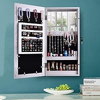 Vista 2 de Gt2-ly diseño simple PVC revestimiento de grano de madera foto almacenamiento joyería espejo gabinete, adecuado para dormitorio y sala de estar