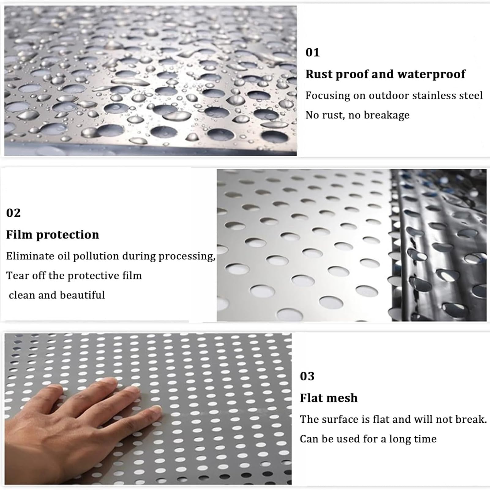 Chapas de metal perforadas de acero inoxidable 304, plateadas, 10, 40 cm, 1 malla de 10 mm, ideal para ventilación y proyectos domésticos, 35 x 35 cm, tamaño 35 x 35 cm