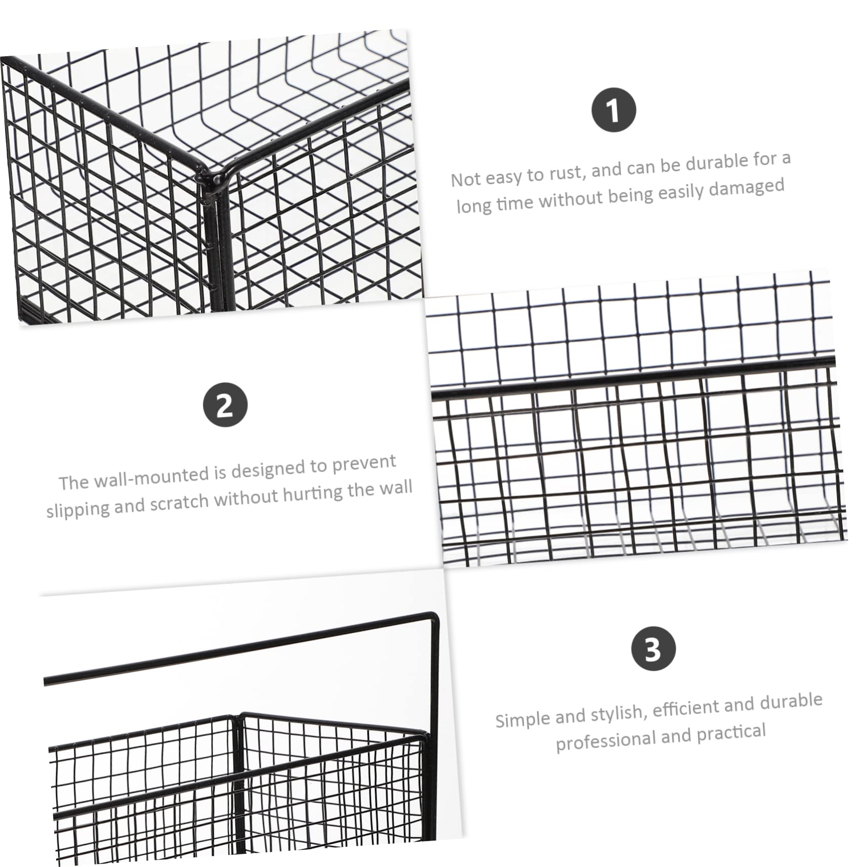 Cesta Colgante de Pared de Hierro para Cocina, Negra, Práctica | Verduras y Jengibre, Almacenamiento Ordenado, Estable y Fiable, Resistente al Óxido