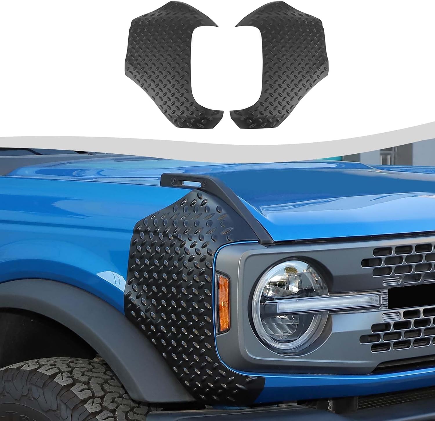 for Bronco Front Body Armor Outer Cowl Corner Guards Protector Compatible with Ford Bronco 2021-2023, Anti-Scratch Truck Edge Guards Trims Cover Exterior Accessories(Black)