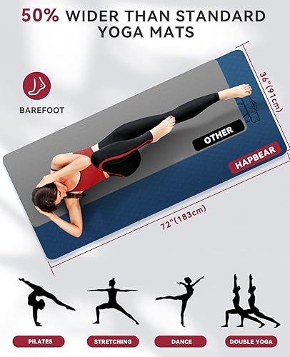 Miniatura 2 de HAPBEAR Large Yoga Mat - 72"x36"x6mm (14 inch), Extra Wide Non-Slip Exercise Mat for Home Workout, Yoga, Pilates & Stretching, Durable &