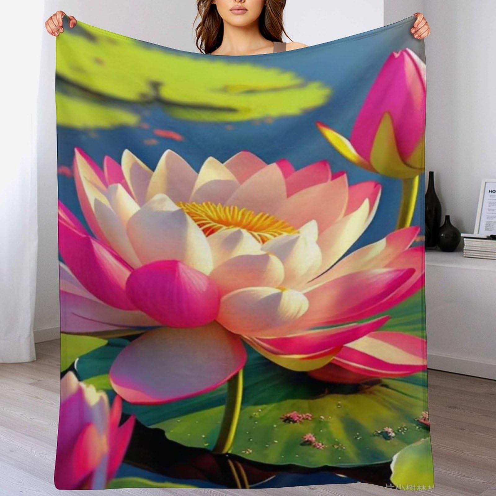 Couvre-lit Lotus en flannel 180x200cm pour lit et canapé