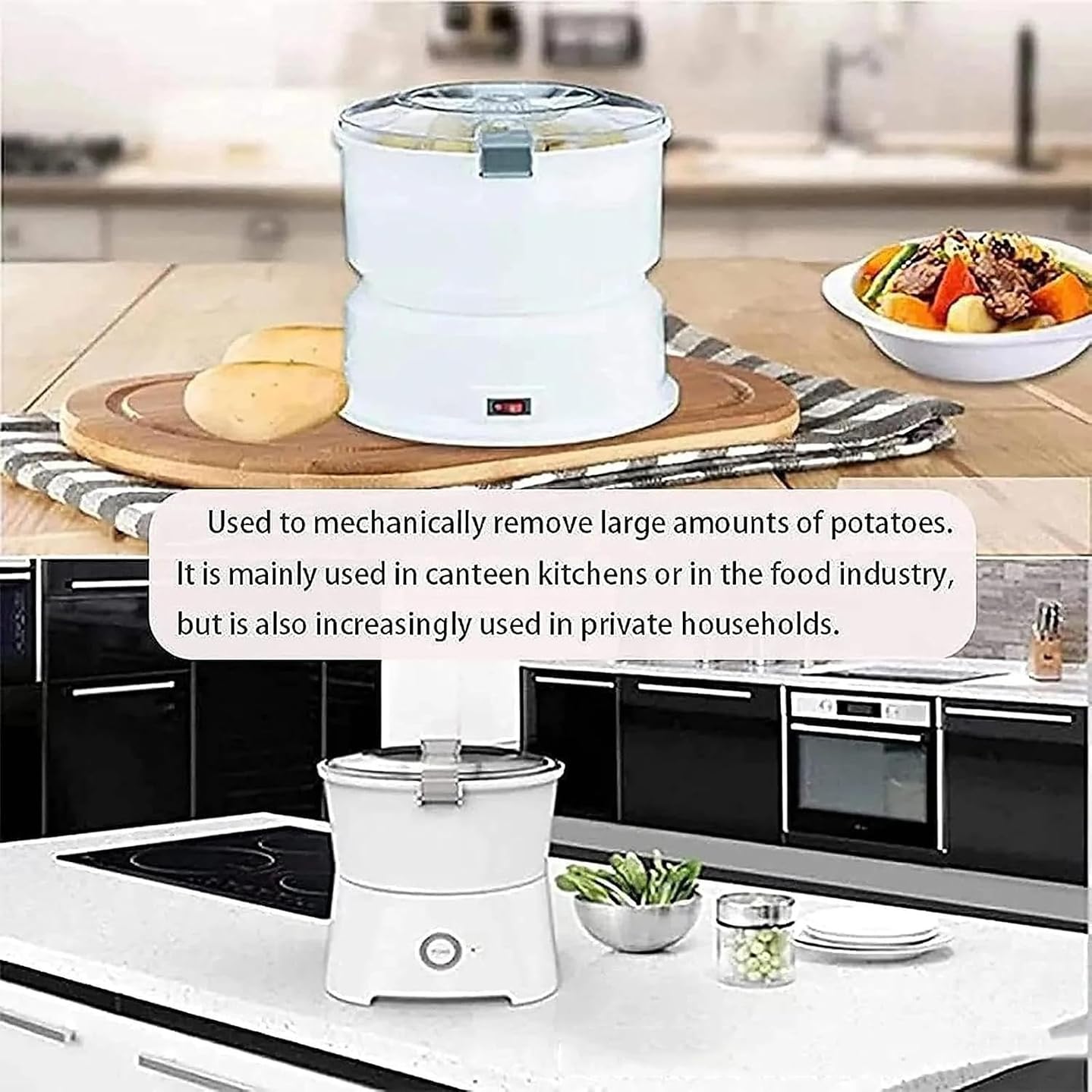 Máquina peladora de Patatas rápida Totalmente automática de 85W y Acero Inoxidable de 1 kg, Adecuada para pelar Patatas y deshidratar Verduras en la Cocina
