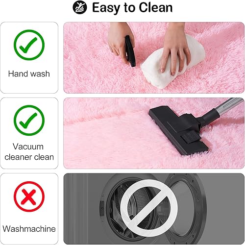 Miniatura 5 de Alfombra rosa para dormitorio, alfombras de área esponjosas de 2 x 3 pies para sala de estar, alfombras pequeñas y suaves para niños y niñas,