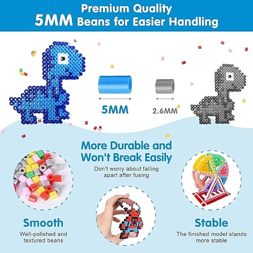 Miniatura 2 de LULUETPUE Kit de cuentas fusibles, 10000 cuentas derretidas de 0.197 in, kit de manualidades de cuentas de hierro fundido con tableros de clavijas,