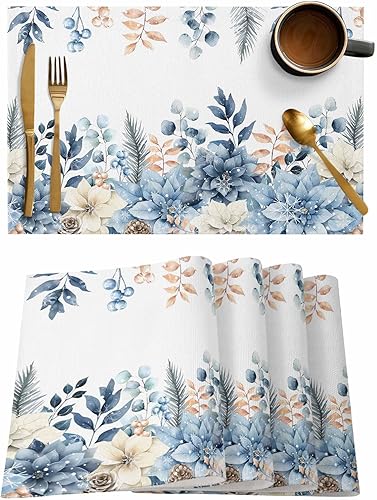 Vista 589 de Juego de 6 manteles individuales rojos para el día de San Valentín, diseño de corazón de San Valentín, resistentes al calor, lavables, manteles