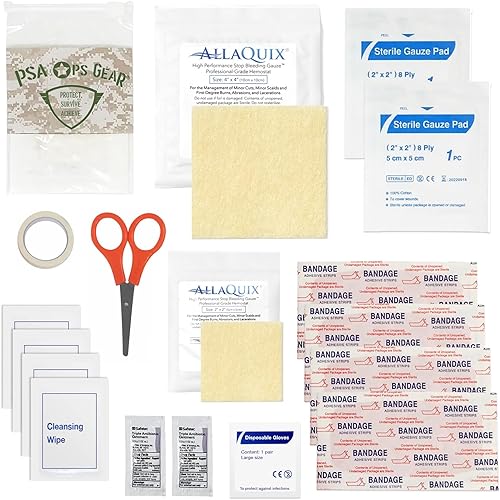 Kit rápido para detener el sangrado Scout: kit de primeros auxilios médicos compacto (IFAK) con gasa hemostática AllaQuix