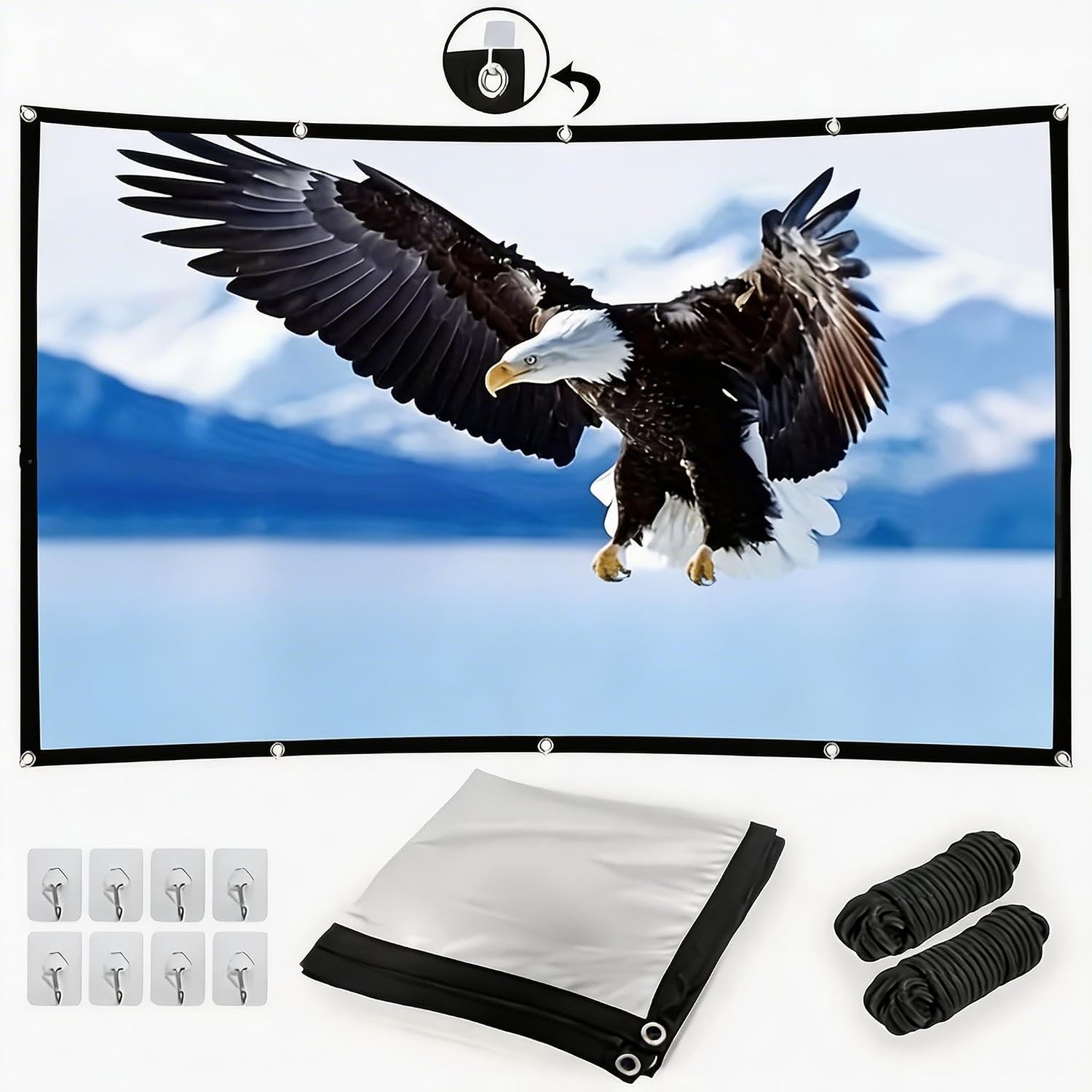 Projector Screen 100 inch,4K Movie Projector Screen 16:9 HD Foldable and Portable Anti-Crease Indoor Outdoor Projection Double Sided Video Projector Screen for Home, Party, Office, Classroom