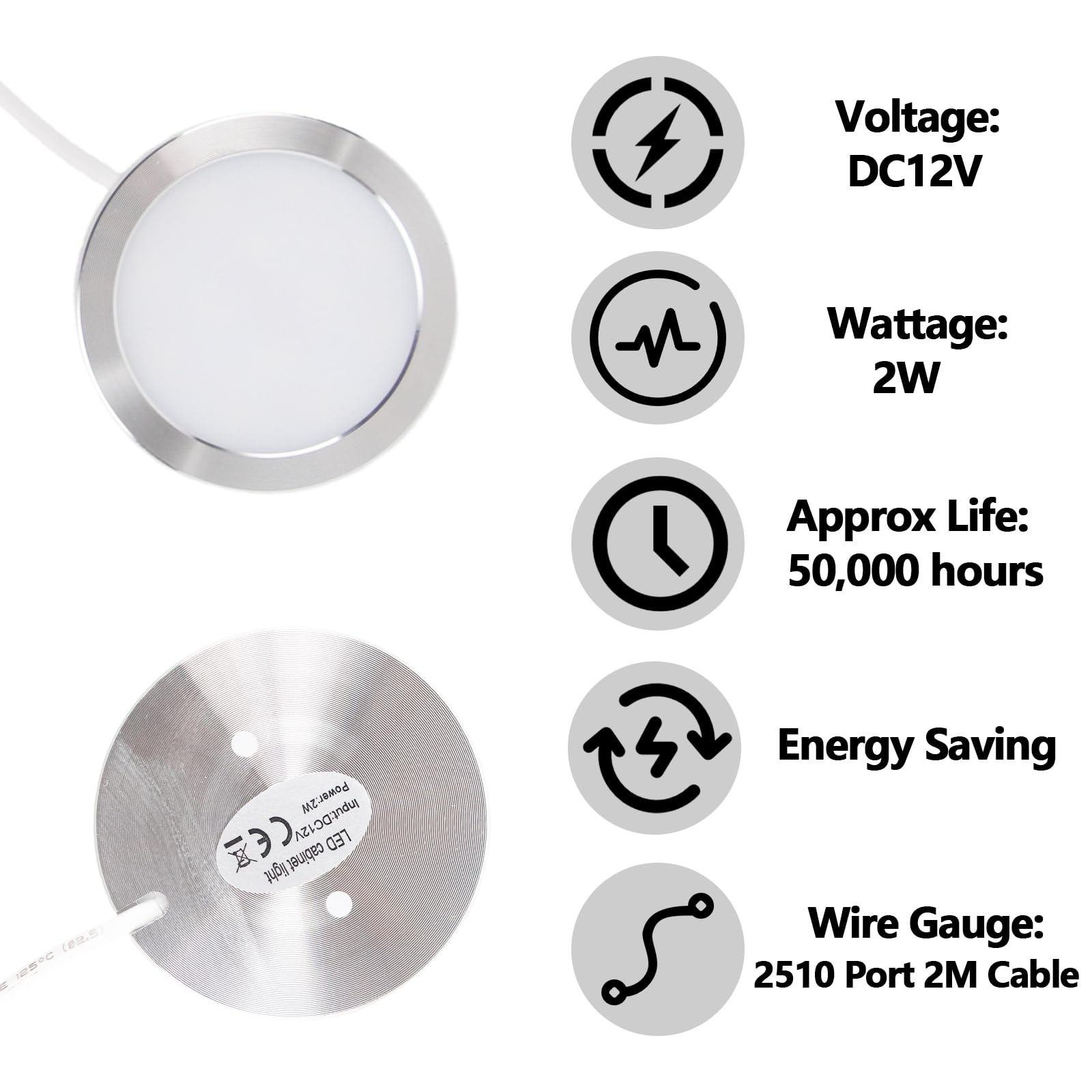Lot de 6 Spotlights LED Intérieurs 12V Camping-Car Dimmables avec Télécommande Adaptateur Séparateur 6000K Blanc Froid 2W pour T4 T5 Bateau Argenté