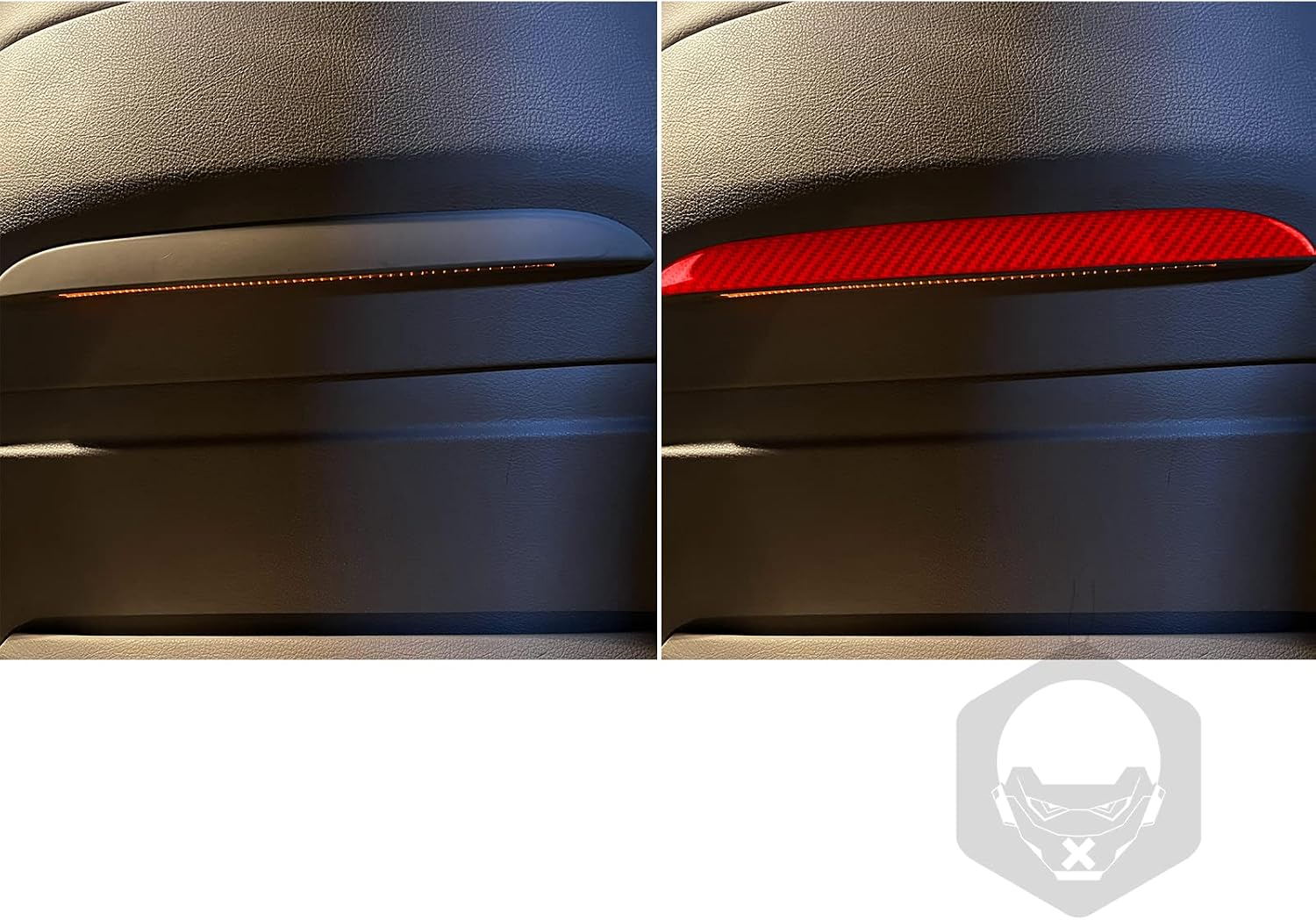 2pcs Red Carbon Fiber Car Rear Back Row Seat Lower Ambient Lighting Sticker Floodlight Strip Decal Compatible with 7 Series F01 2009-2014 Auto Interior Accessories Decoration