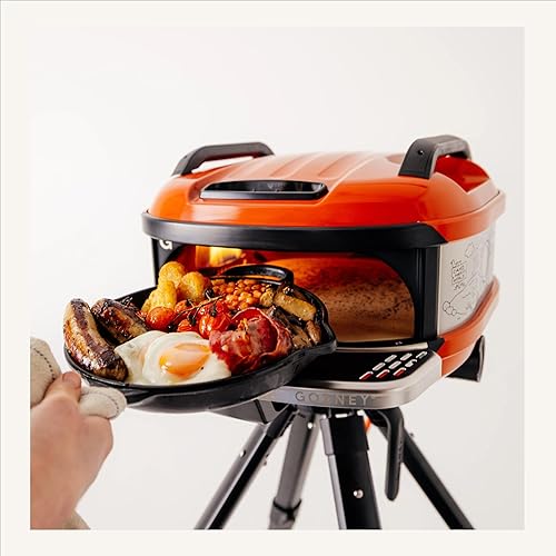 Miniatura 7 de Gozney Horno de pizza portátil Tread x Matty Matheson, naranja, hace pizzas de 12 pulgadas, revolucionario quemador de gas lateral, calentamiento