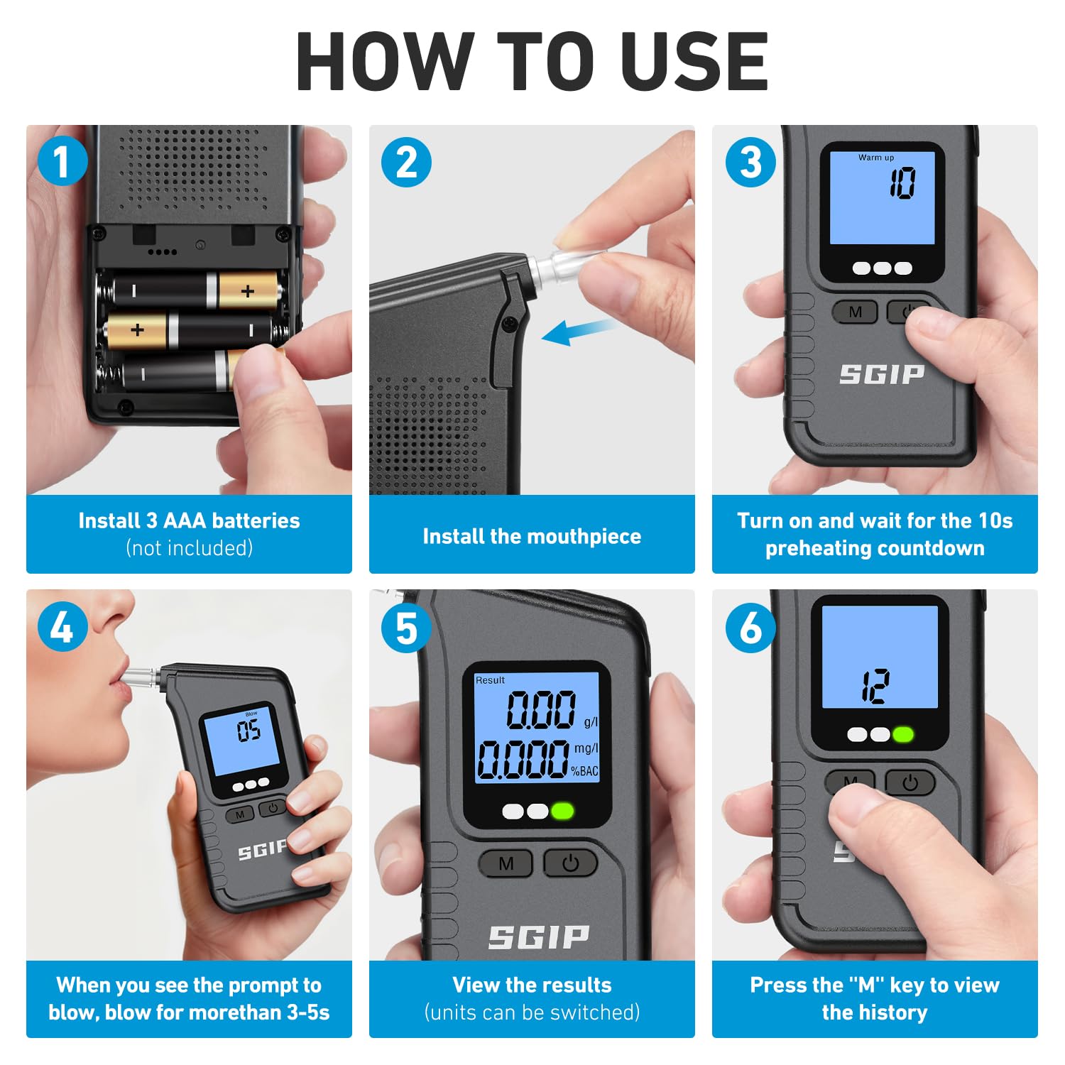 Ethylotest Electronique, Etiloteste Electronique Portable Alcotest avec Affichage Numérique LCD Fonction de Stockage Alcootest Électronique Personnel pour Usage Domestique et Professionnel