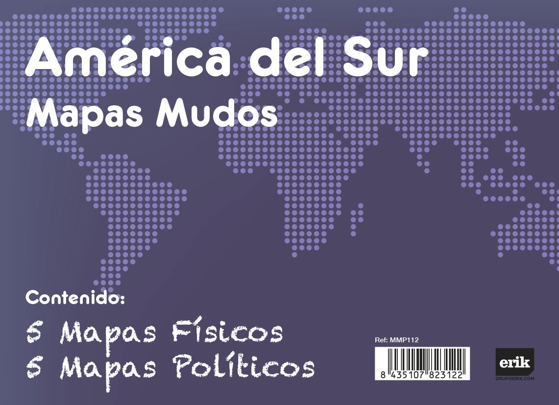 Grupo Erik Editores – 10 Pack World Maps, 32.4 x 22.5 cm (English Language not Guaranteed) Physical and Political Map of South America 32.4 x 22.5 cm