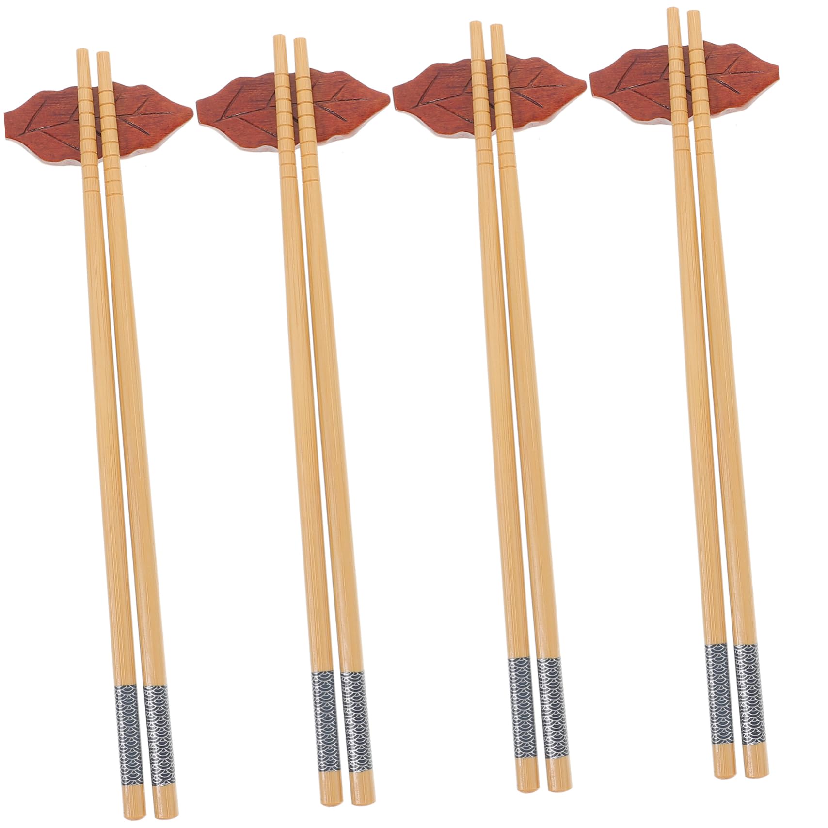 HOLIDYOYO 1 Set 4 Chopsticks Home Chopstick Reusable Chopstick Leaf Chopstick Rest Chopstick and Chopstick Rest Silverware Holder Portable Tableware with Case Chopstick Holder Wooden