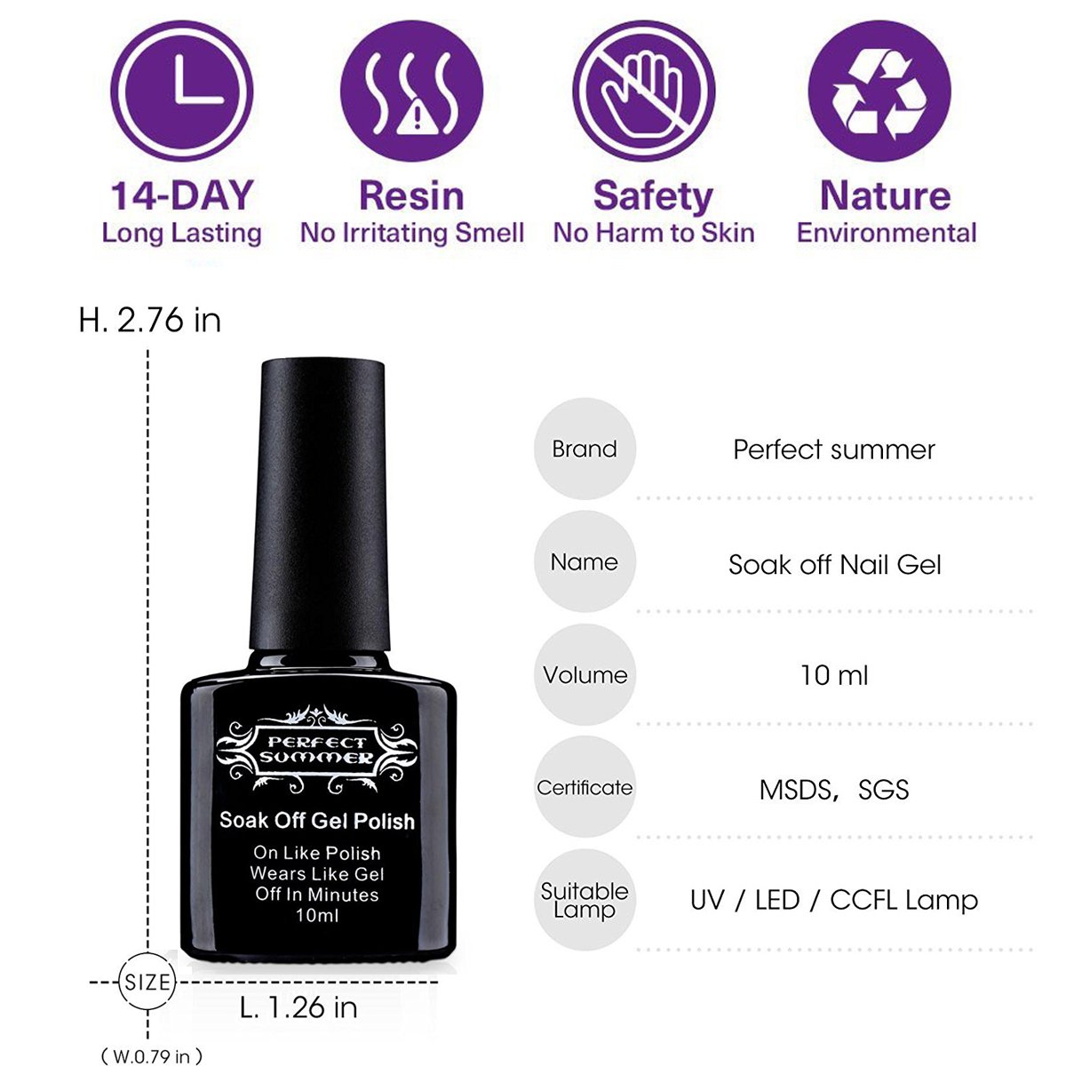 Perfect Summer UV/LED Soak Off Gel Nail Polish, Soft Pastel Colors French Manicure Gift Kit - 10ml Each, 6 Bottles (Set #08)