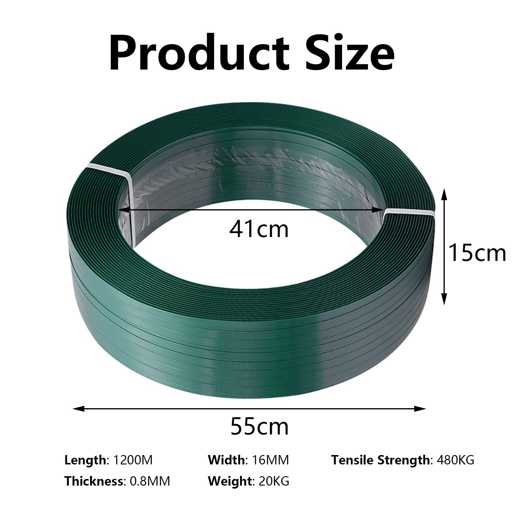 Fleje de Embalaje PET 16mm x 0,8mm 1200 Metros Rollo Resistente con 100 Hebillas para Palets