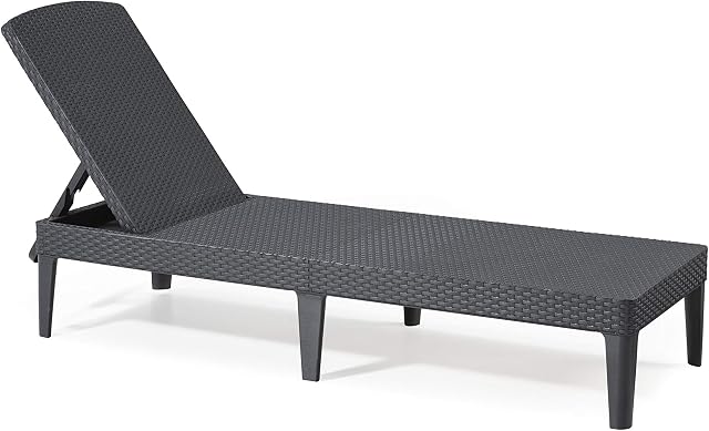 Allibert Jaipur Outdoor Garden Sunlounger-Graphite, 58 x 187 x 29 cm