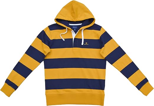 GANT Sudadera con capucha para hombre, diseño de rayas, color azul y  amarillo, talla M: Amazon.es: Ropa