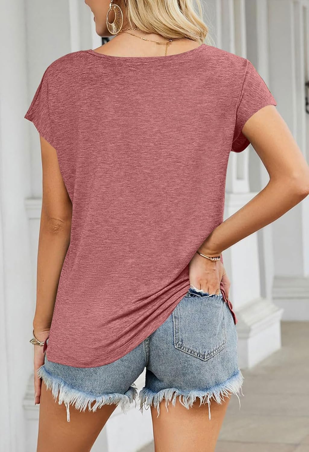 MEROKEETY Women's 2026 Summer Cap Sleeve Tops Business Dressy Loose Basic T Shirts Blouse Fashion Outfits Trendy Clothes - Image 3