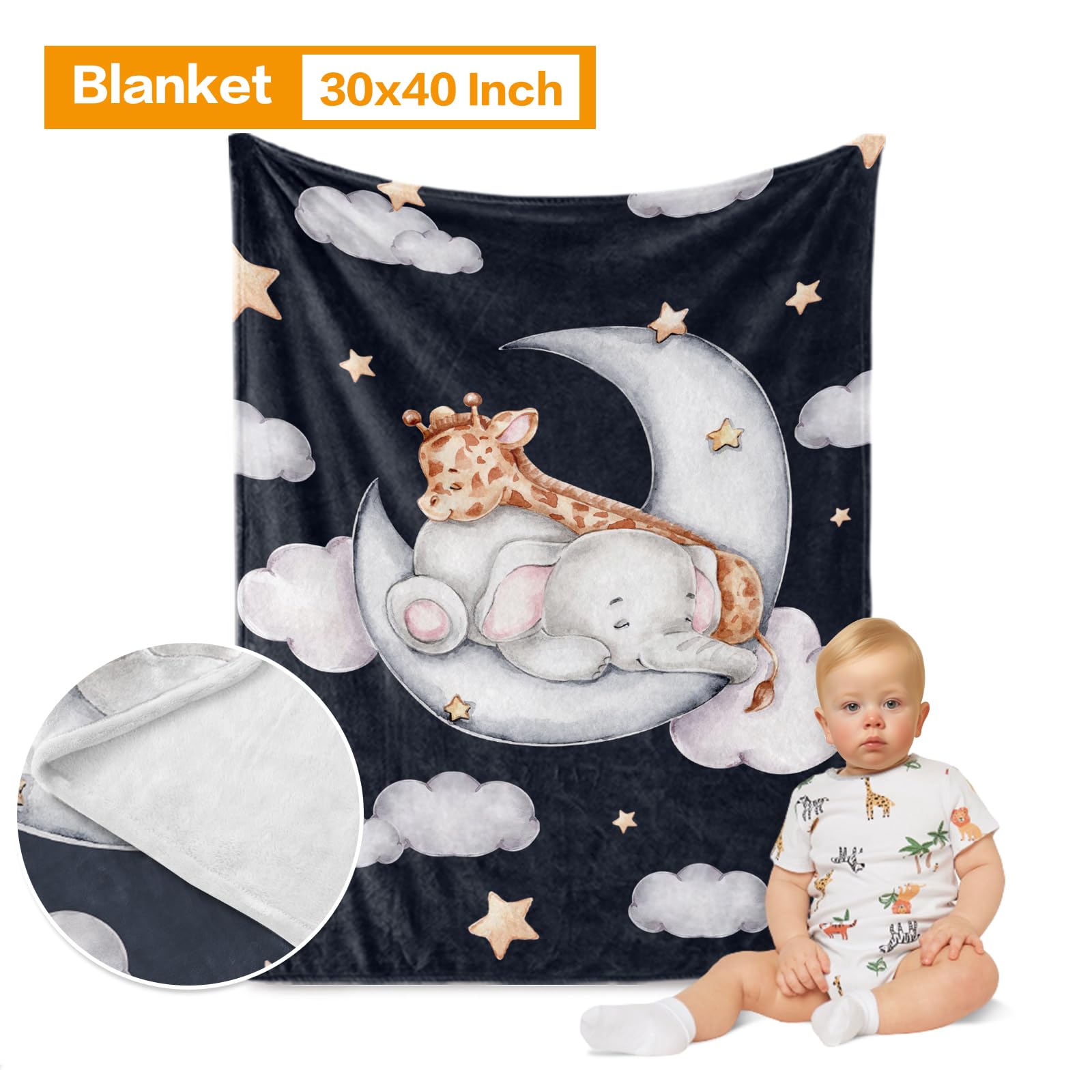Duckbe Baby Crib Bedding Set - Moon Animals Nursery Bed 3 Pcs Set - Chic Soft Blanket, Sheet, Crawling Rug for Newborns Boys Girls Gifts