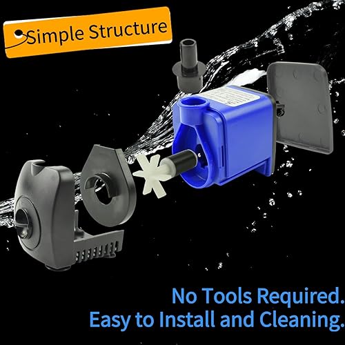 Miniatura 4 de Conquerall CHA-450 140GPH 550LH AC 110V Bomba sumergible 8W para peceras, características de agua, estanques, acuarios, fuentes, estatuas, fuentes