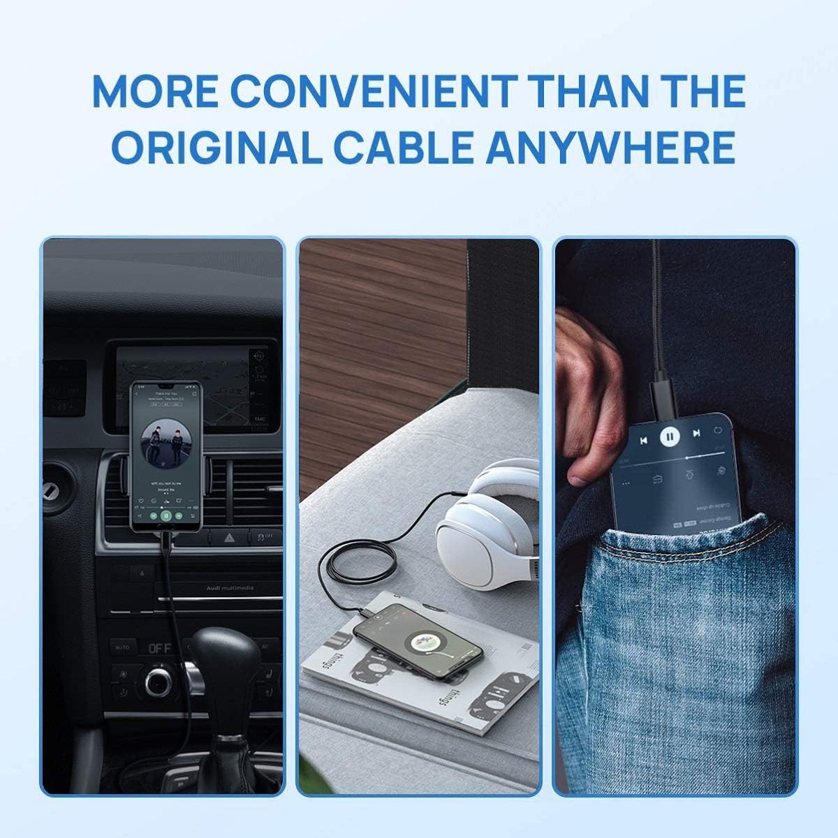 USB C to 3.5mm Aux Cable, Ancable 3.3ft USB Type C to 3.5mm Male to Male 3 Pole Stereo Audio Cord Car Aux Cables Headphone Adapter for Samsung Galaxy, Google Pixel, OnePlus, iPad and More