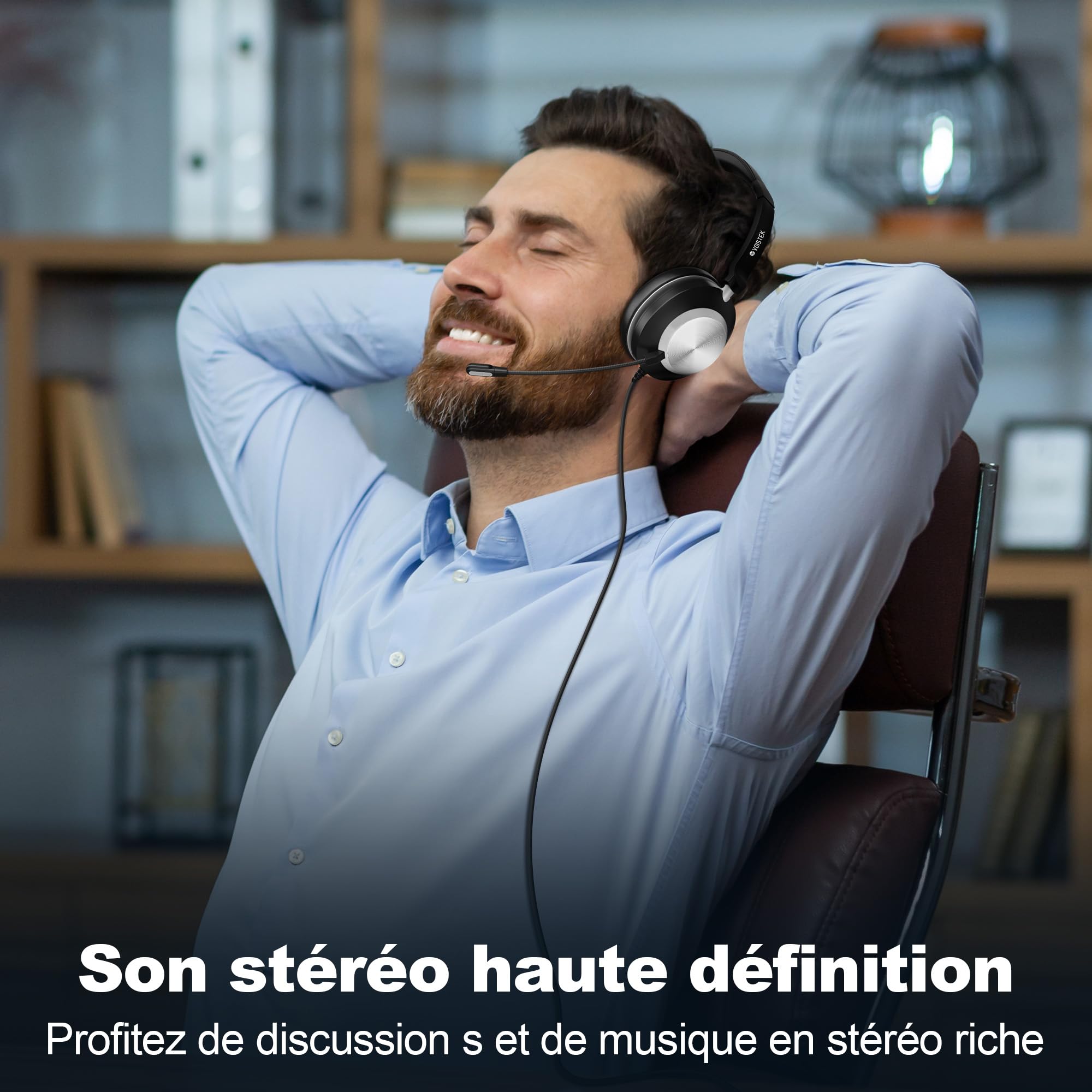 Voistek Casque avec Micro, 【3-en-1】 Type-C/USB-A/Jack 3.5 mm, Casque Audio Filaire avec Micro Réduction de Bruit pour PC, Téléphone, Bureau, Télétravail, Chat, Visioconférence, Centre d'appels, Zoom