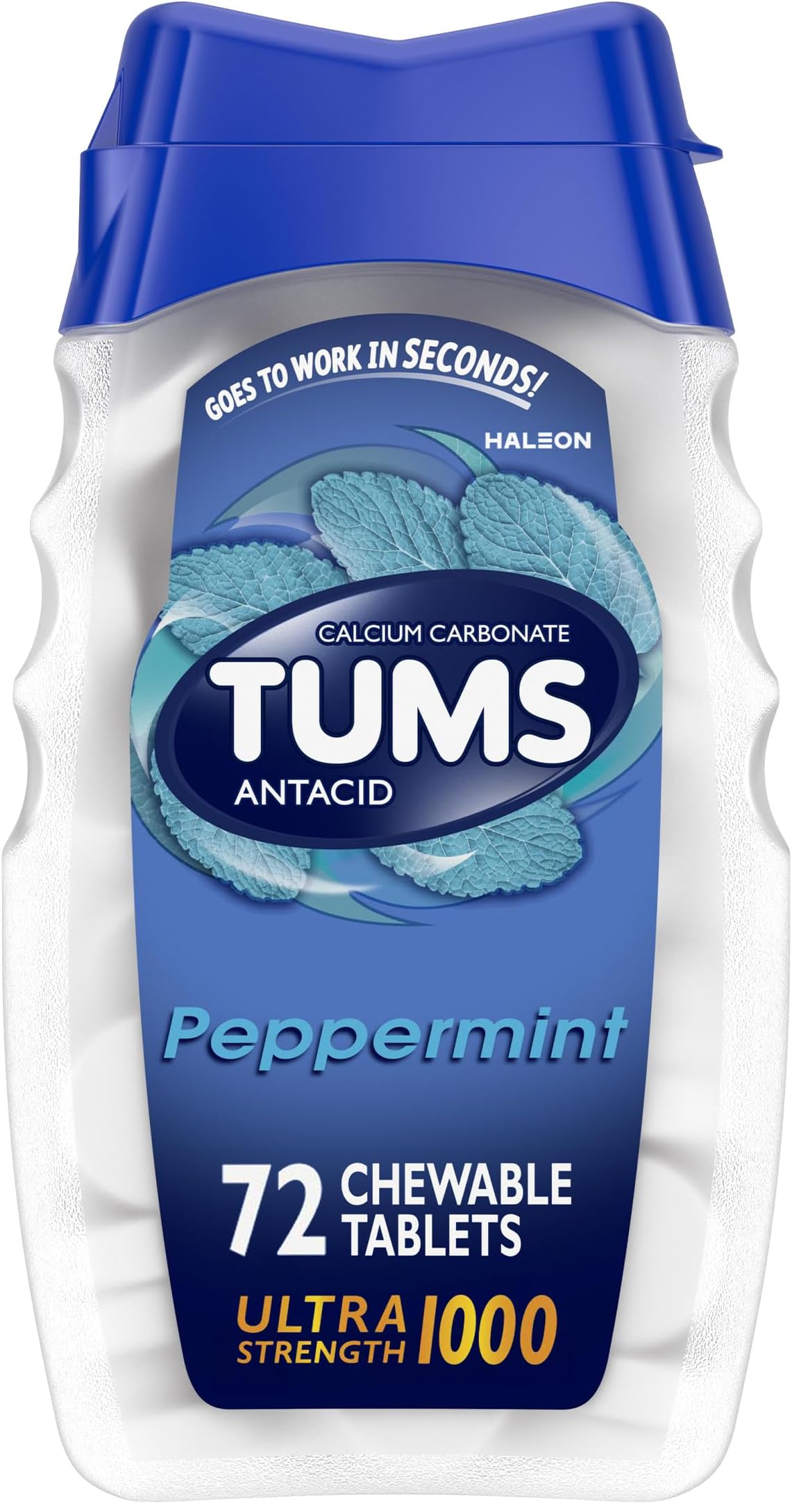 Ultra Strength Chewable Antacid Tablets for Heartburn Relief, Peppermint - 72 Count