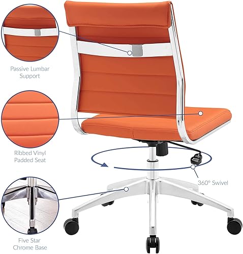 Miniatura 11 de LexMod Jive silla de oficina ejecutiva acanalada respaldo alto, Poliuretano, Anaranjado Naranja,Negro,Gris,Beige