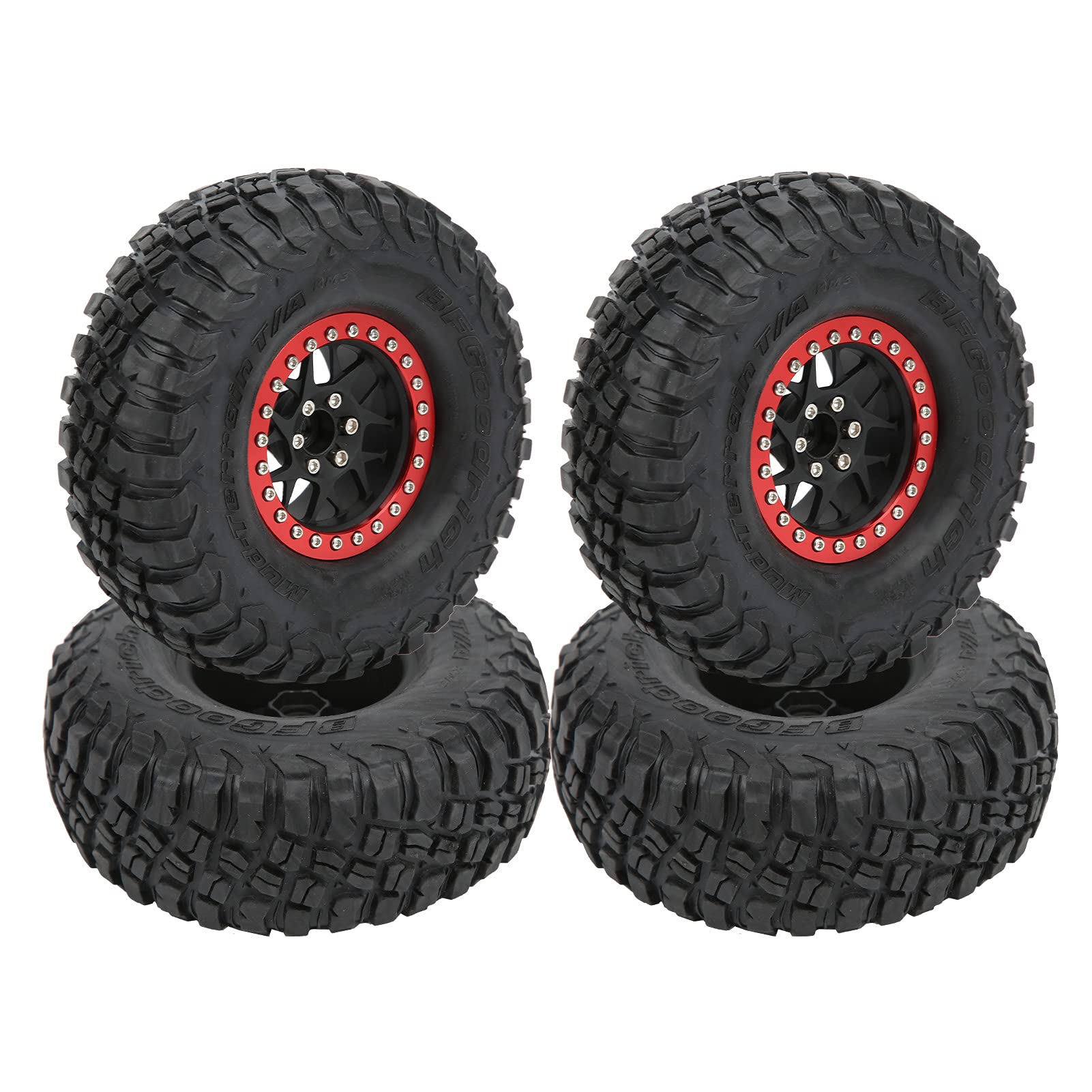 VGEBY Pneumatici per Auto RC, Set di Pneumatici per Auto Telecomando in Gomma da 4 Pezzi 1/10 per/HSP Axial SCX10 D90(Rosso) Accessori per modellini di